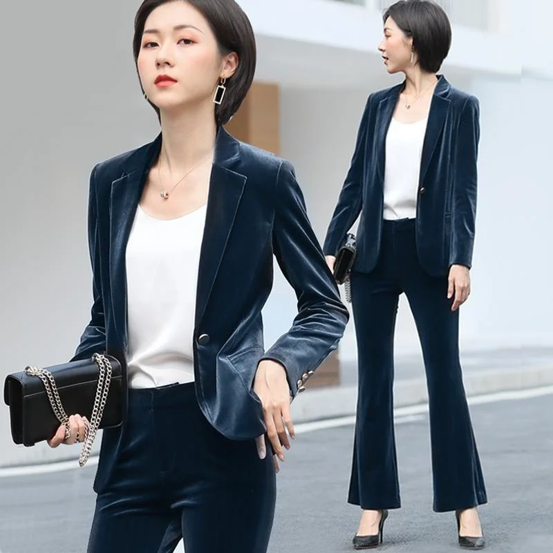 Black Gold zamatové Sako Ženy 2022 Jar Jeseň Nové Ženské, Elegantné Temperament Slim Outwear Plus veľkosť Lady Sako Coats