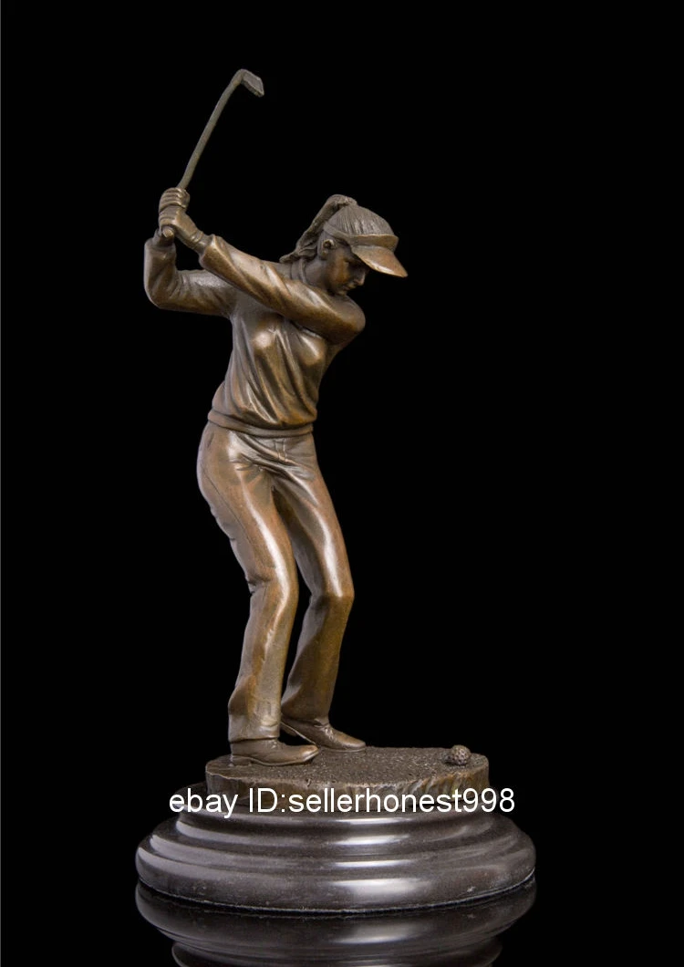 Western Čistý Bronz Mramoru Ženský Golf Prehrávač V Štýle Art Deco Socha