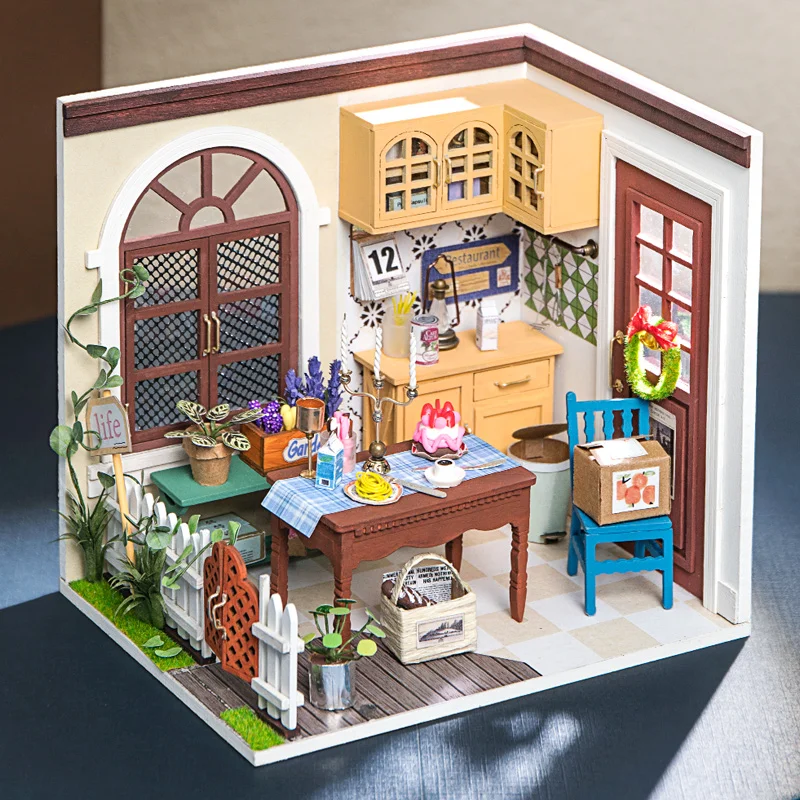 Bábika Dom Nábytku Miniatúrny domček pre bábiky DIY Miniatúrne Dom Miestnosti Hračky pre Deti DIY domček pre bábiky H012 Model Bezplatné Nástroje