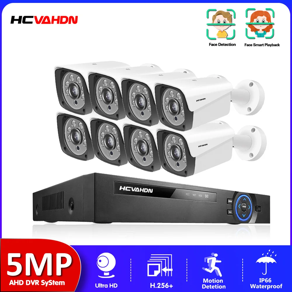 H. 265 8CH DVR Home Security Systém Dohľadu nad Súpravy 5MP super HD Vonkajšie Waterpfoof AHD Pohybu Kamery/Detekcia Tváre
