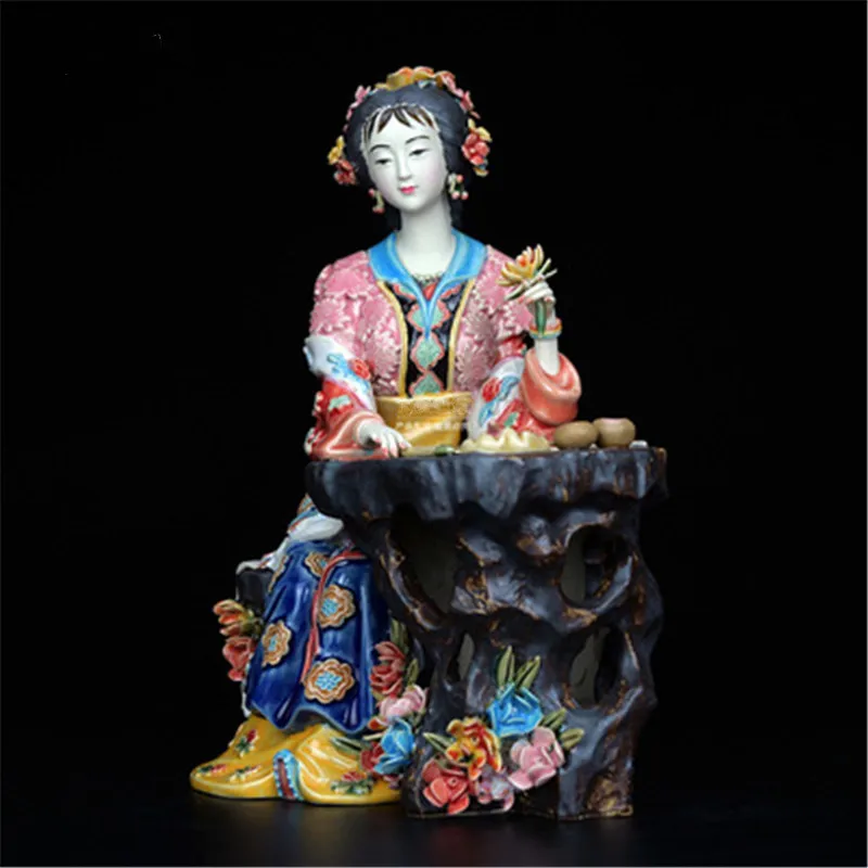 Jemné Keramické Červená Mansion Sen Obrázok Jinling Dvanásť Bábky Socha Glazúry Keramiky Socha Umenie Pre Domáce Dekorácie A1189