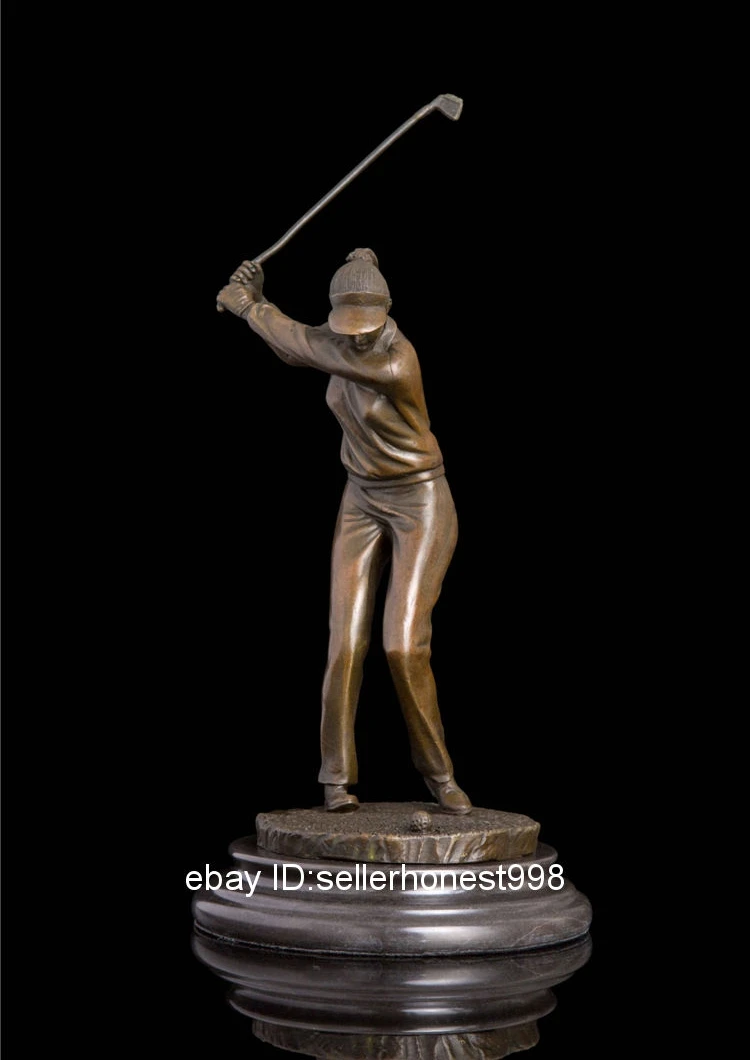 Western Čistý Bronz Mramoru Ženský Golf Prehrávač V Štýle Art Deco Socha