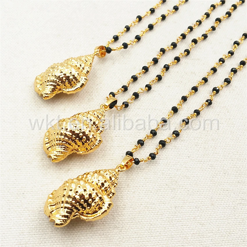 WT-JN019 Veľkoobchod Skutočné sea shell trúby náhrdelník, 24k plné zlata ū prírodná trúby shell náhrdelník 18