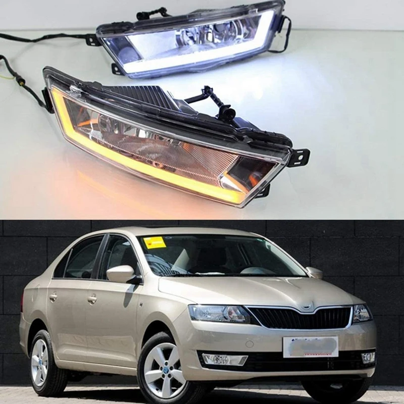 Auto DRL LED Sústruženie Signál 12V Denných prevádzkových Svetlo Hmlové Svetlo Blikajúce Auto pre Škoda Rapid roky 2013-