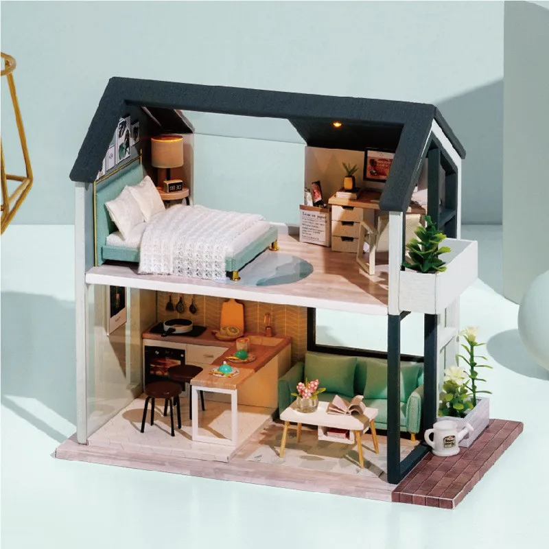 Lol Bábiky Dom Nordic Malé Duplex stavbu Modelu Auta Doll House Nábytok Set Ručne zmontované Model Hračky Kreatívny Darček Juguetes