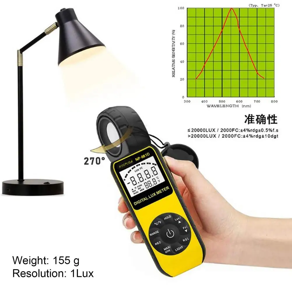 Mini Digital Illuminence/Light Meter LUX Osvetlenie Meter S LCD Displejom, Profesionálny Digitálny Fotometer Pre Rastliny,