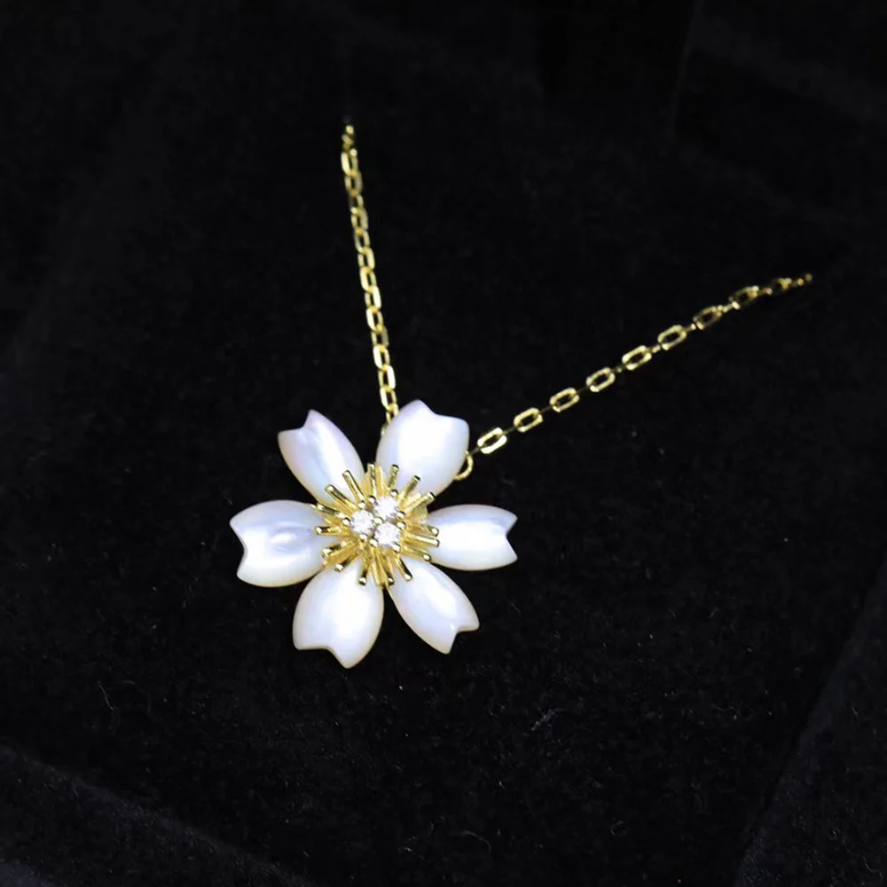 Top známych Značiek, Čistý 925 Sterling Silver Shell Kvetina Náhrdelník Pre Ženy 18K Zlata Farba Jemné Šperky Európe Dizajn Darček # 2022