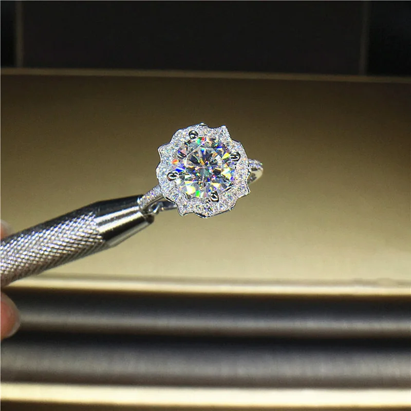 18K goldr krúžok 1ct D VVS moissanite prsteň Zásnubný&Svadobné Šperky s certifikát 0020
